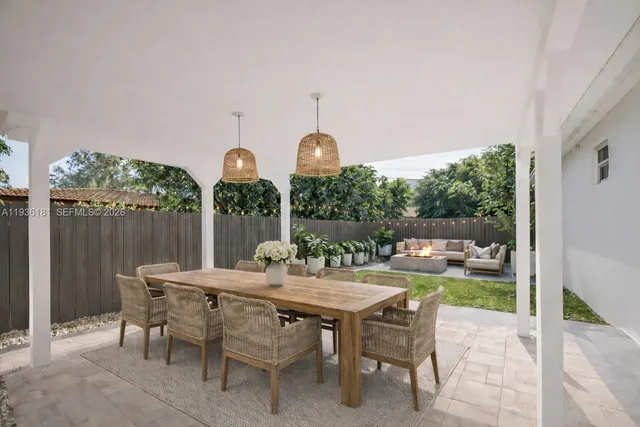 a house view with a backyard space