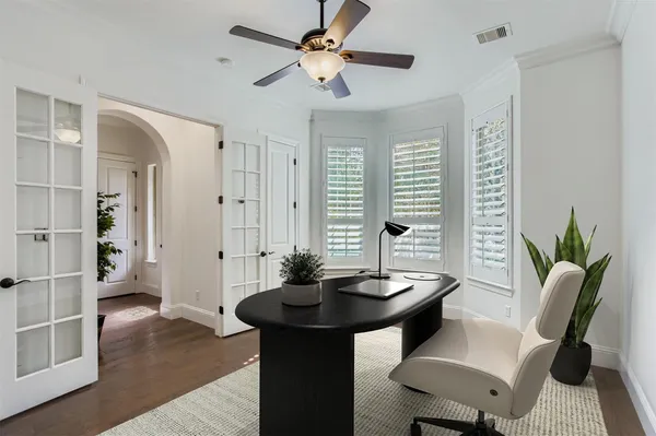 a view of a livingroom with furniture and a table