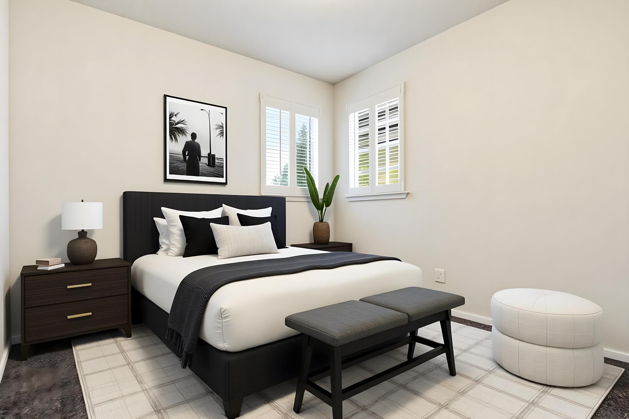 6501 Brush Country Road, Unit 109 Austin, TX 78749 - Photo 19 of 26 a bedroom with a bed a painting on the wall and a window