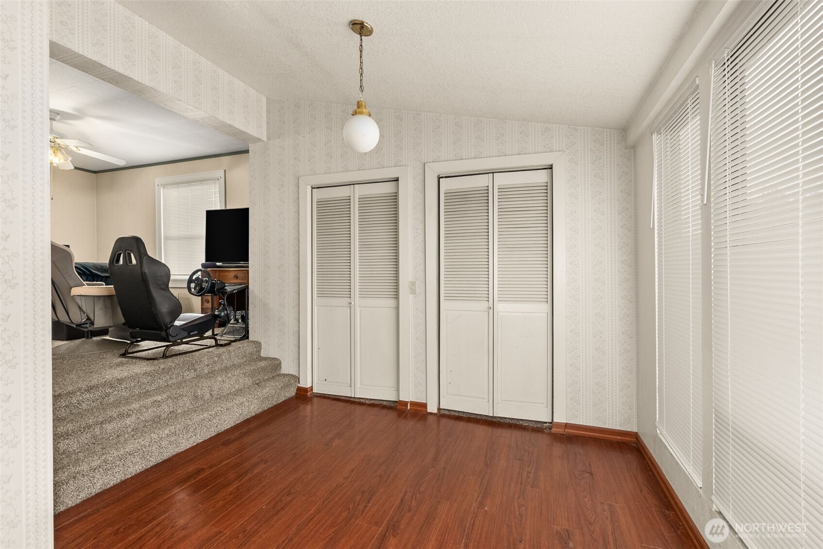 535 Southwest 19th Street Chehalis, WA 98532 - Photo 22 of 35 a view of a workspace with wooden floor and bathroom view