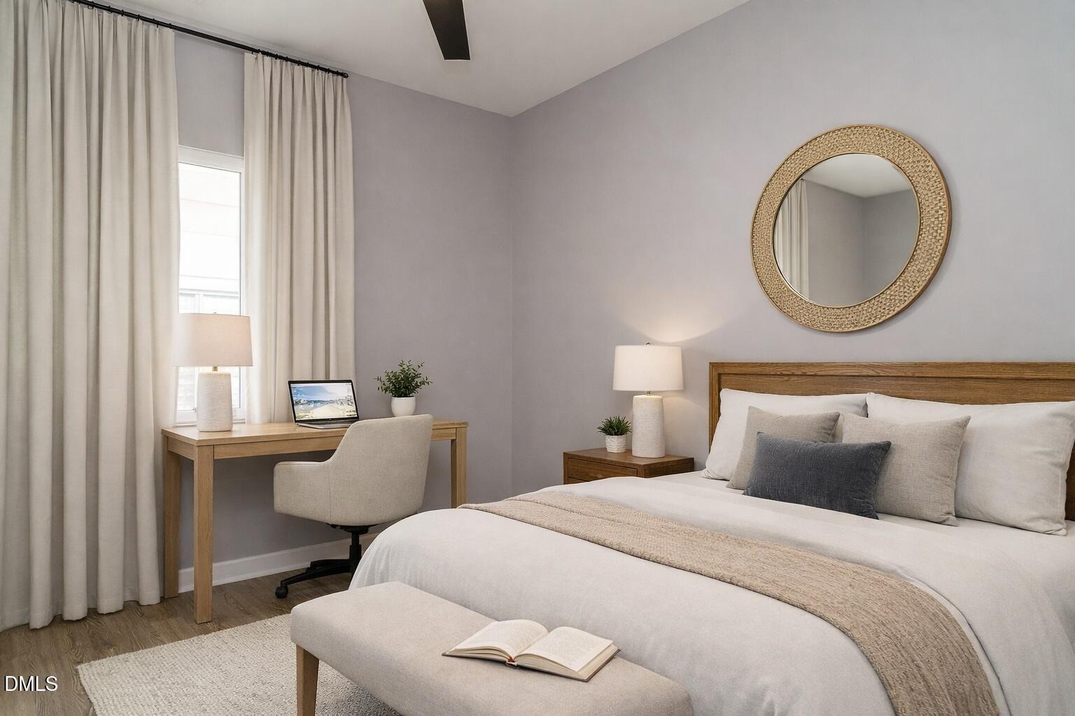 1525 Urban Trace Lane Raleigh, NC 27608 - Photo 21 of 33 a bedroom with a bed and a window