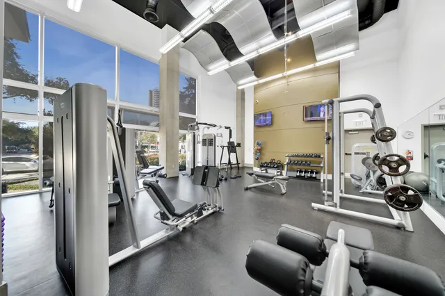 a gym hall with exercise machine