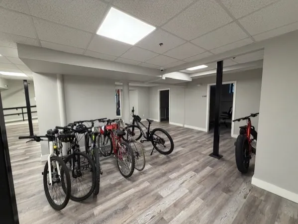 a view of a room with gym equipment