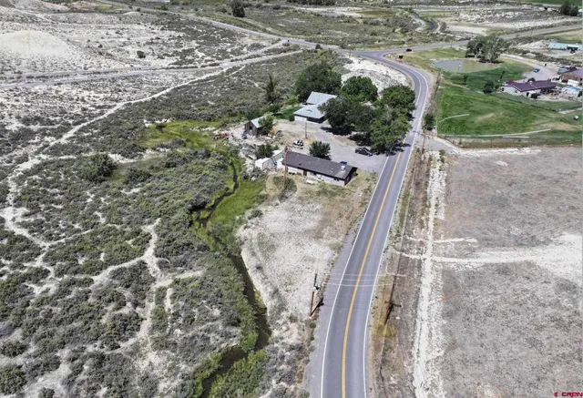 a view of a street with a mountain