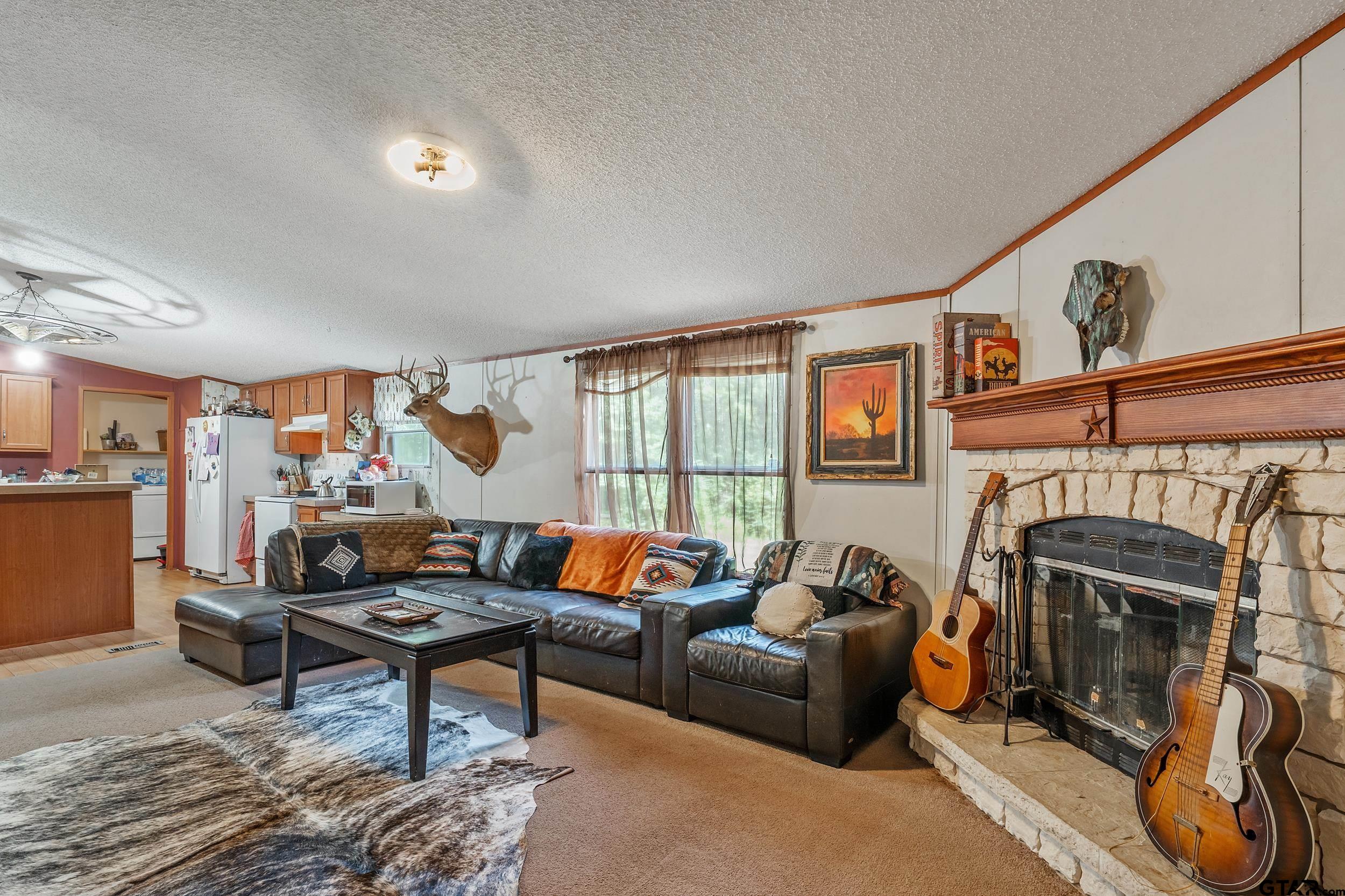 1655 County Road 2120 Rusk, TX 75785 - Photo 29 of 37 a living room with furniture a fireplace and a floor to ceiling window