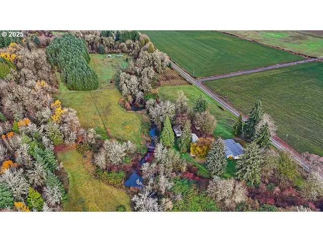 a view of a garden with a building