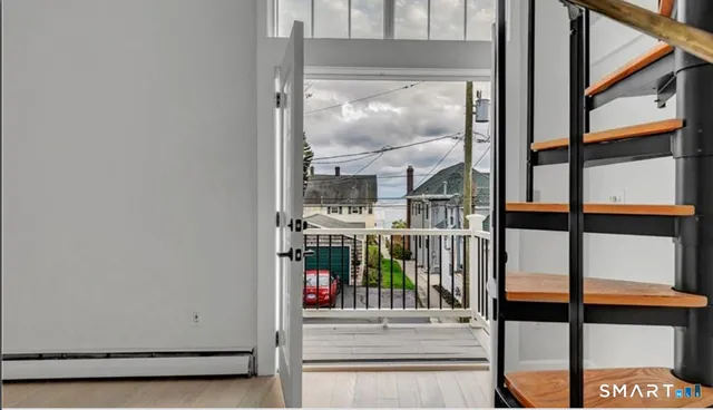 a view of a glass door