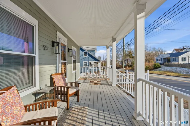 a view of a chairs on the deck