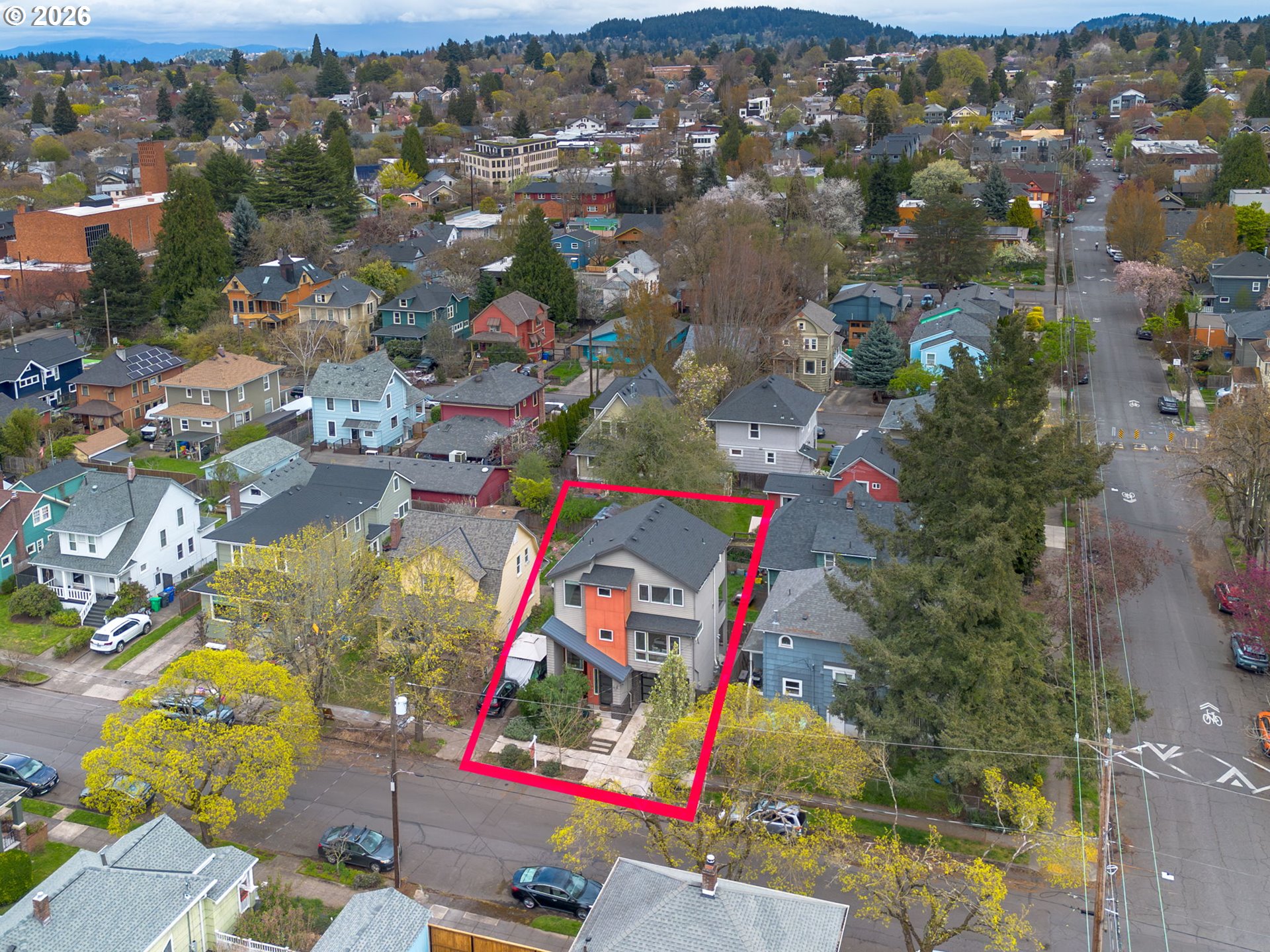 2626 Southeast 16th Avenue Portland, OR 97202 - Photo 46 of 48 an aerial view of residential houses with outdoor space and parking