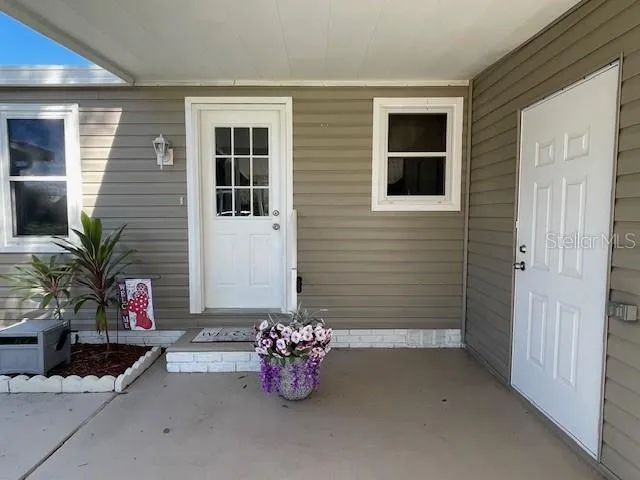 a outdoor space with potted plants