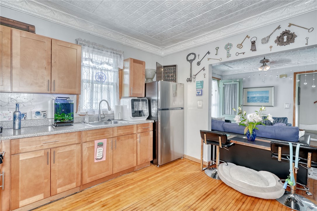 20 Boardman Street Rochester, NY 14607 - Photo 20 of 47 Unit 2 kitchen with renovated tin ceilings