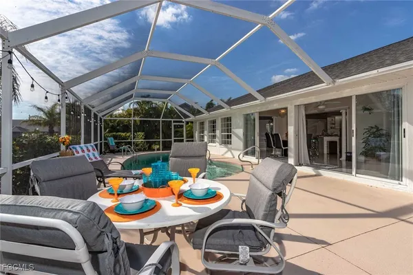 a view of outdoor space with seating