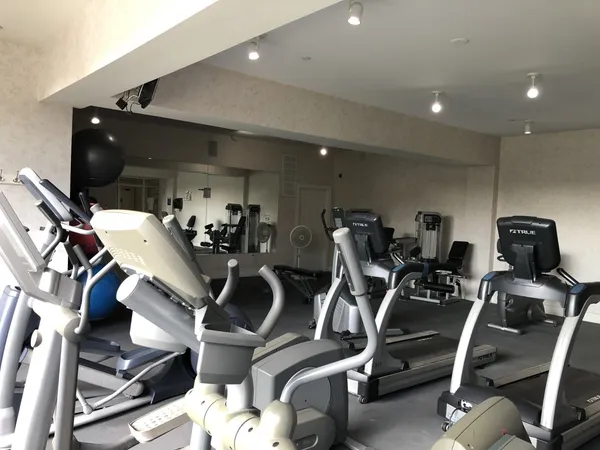 a view of a room with gym equipment