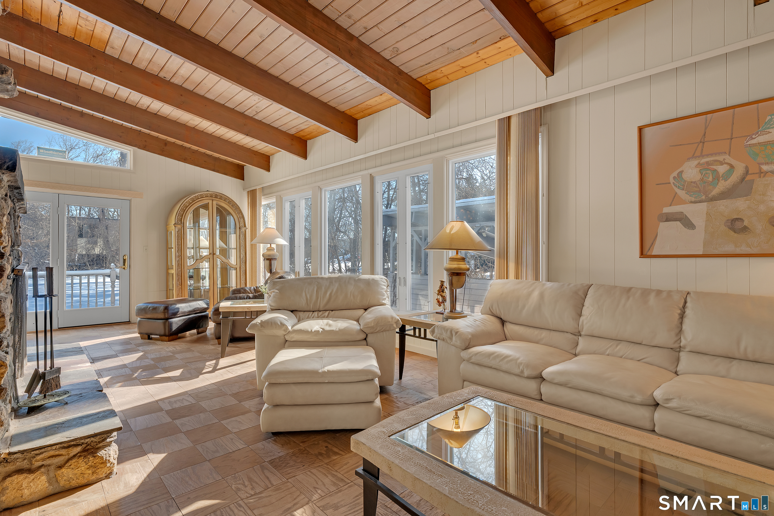 a living room with furniture