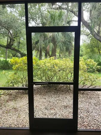a view of a garden from a window