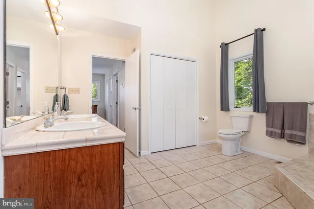 a bathroom with a sink toilet and mirror
