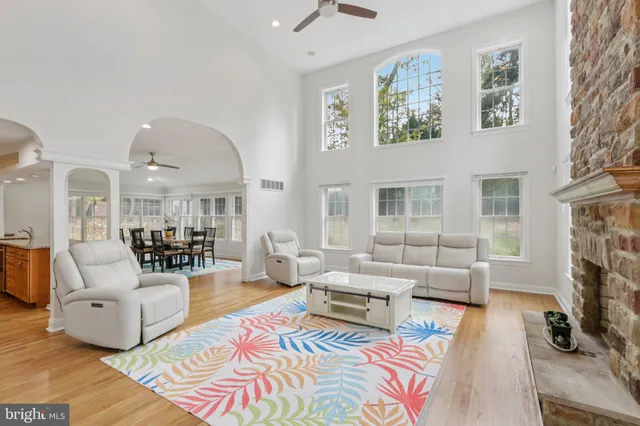a living room with furniture or couch and a fireplace
