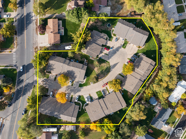 190 West 700 North Logan, UT 84321 - Photo 4 of 51 Aerial view of residential area featuring property parcel outlined