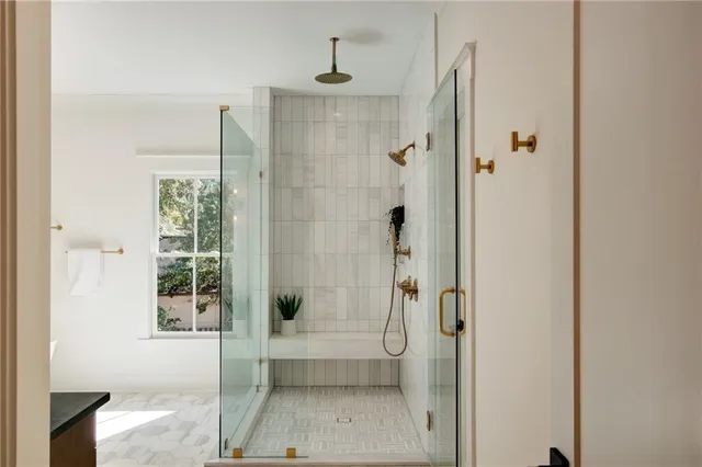 a bathroom with a shower