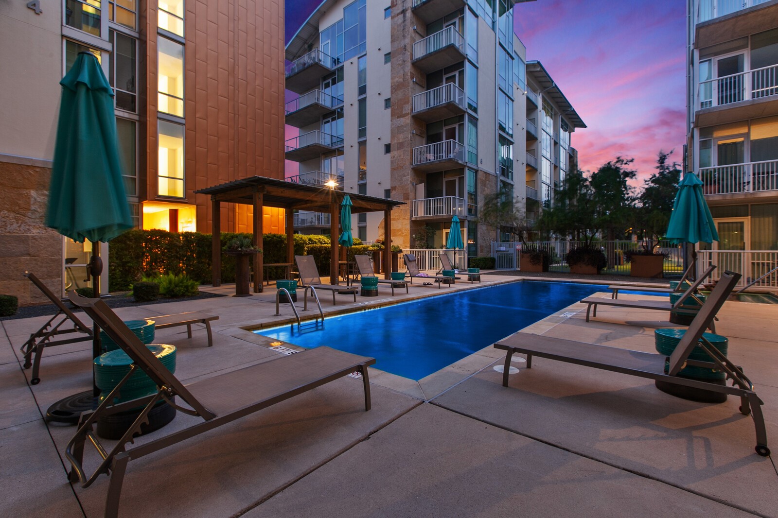1600 Barton Springs Road, Unit 2206 Austin, TX 78704 - Photo 19 of 34 Poolside at night.