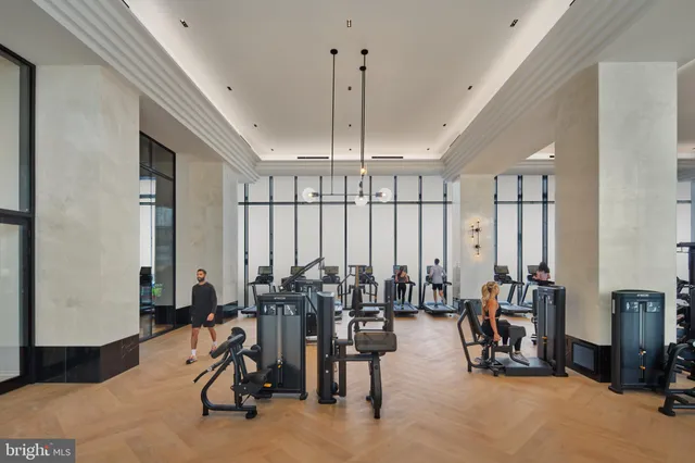 a view of a room with gym equipment
