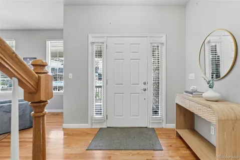a view of an entryway with sitting area
