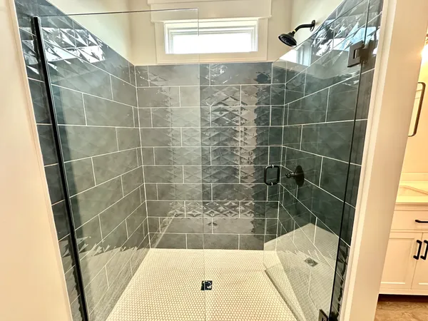 a bathroom with a bathtub