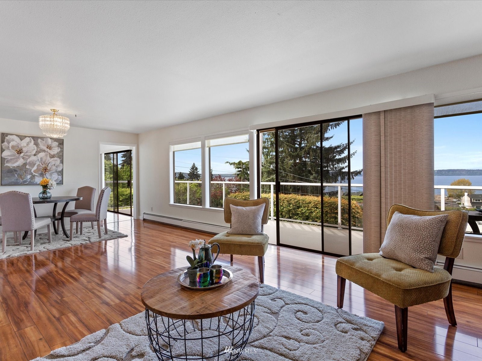 18156 Riviera Place Southwest Normandy Park, WA 98166 - Photo 7 of 40 a living room with furniture and a floor to ceiling window