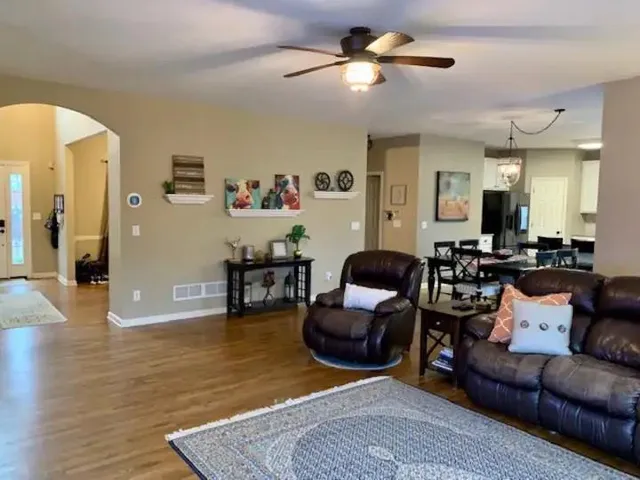 a living room with furniture