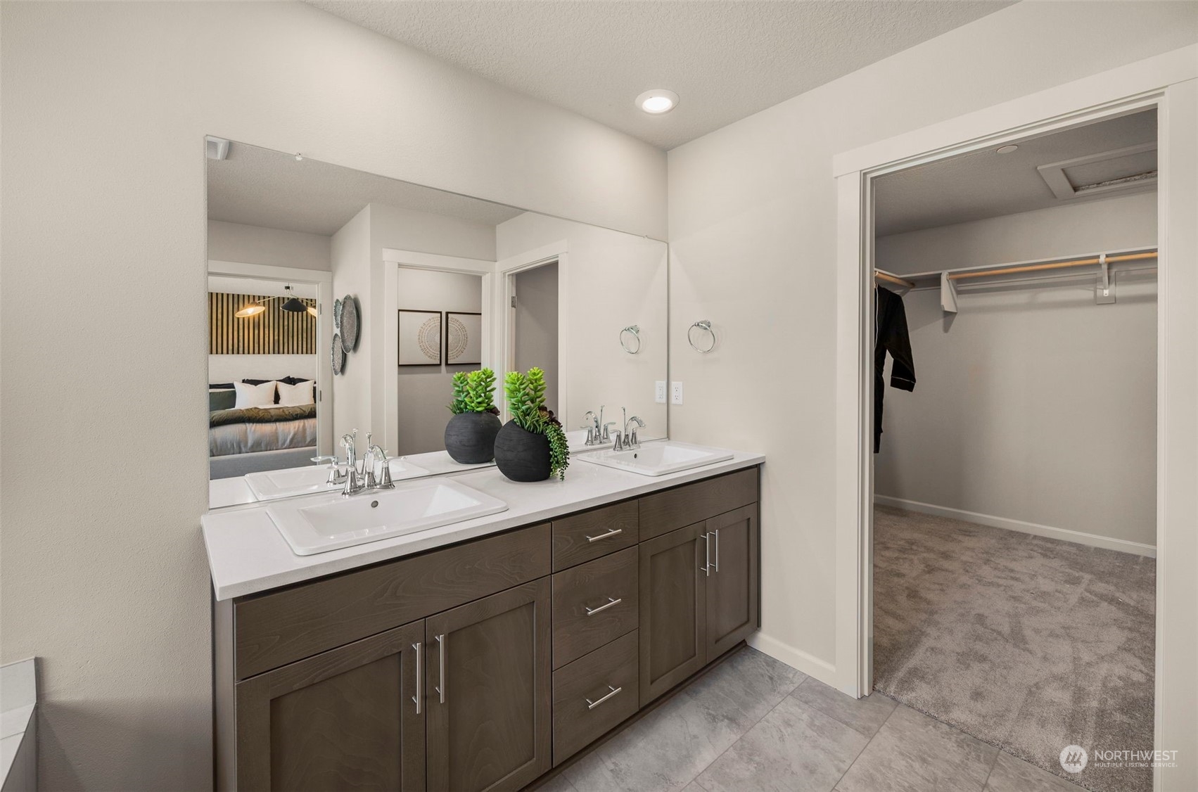 2814 South 9th Avenue Ridgefield, WA 98642 - Photo 17 of 37 a bathroom with a double vanity sink and mirror