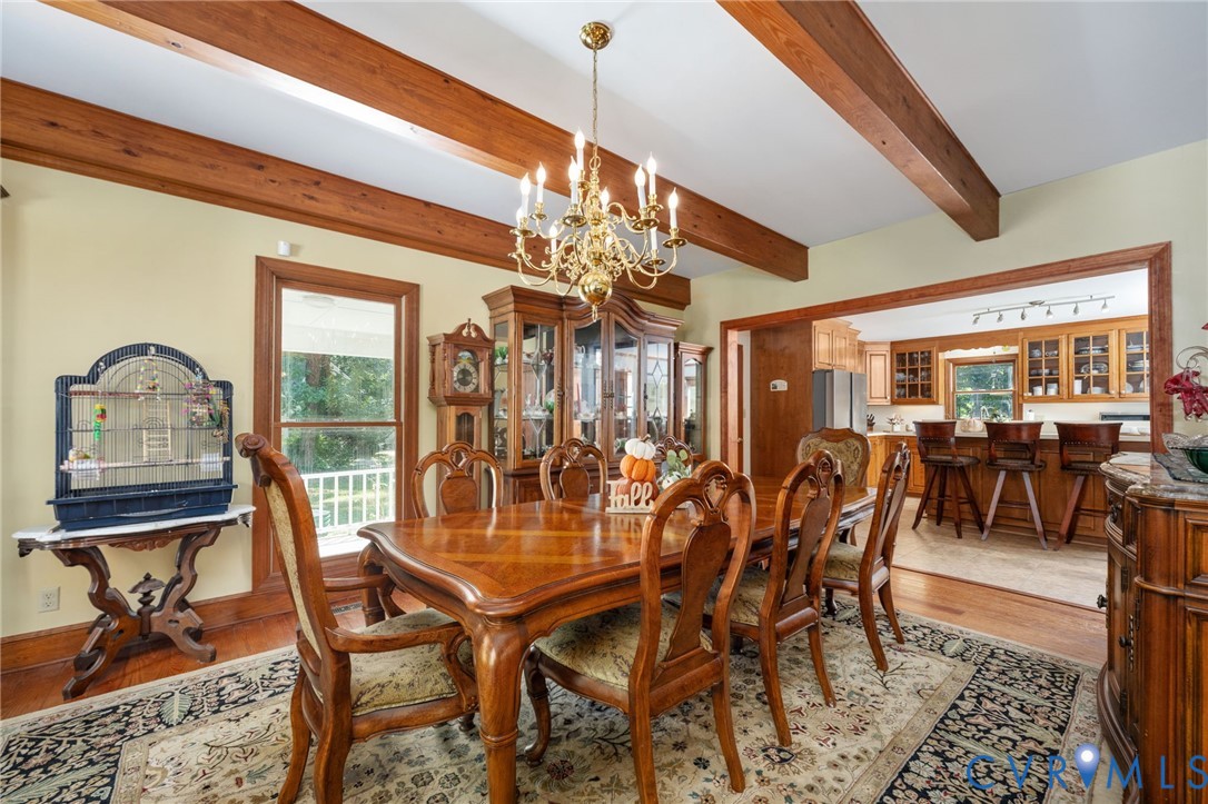 1801 Georgetown Road Heathsville, VA 22473 - Photo 45 of 83 Hardwood flooring, exposed wood ceiling beams, a b