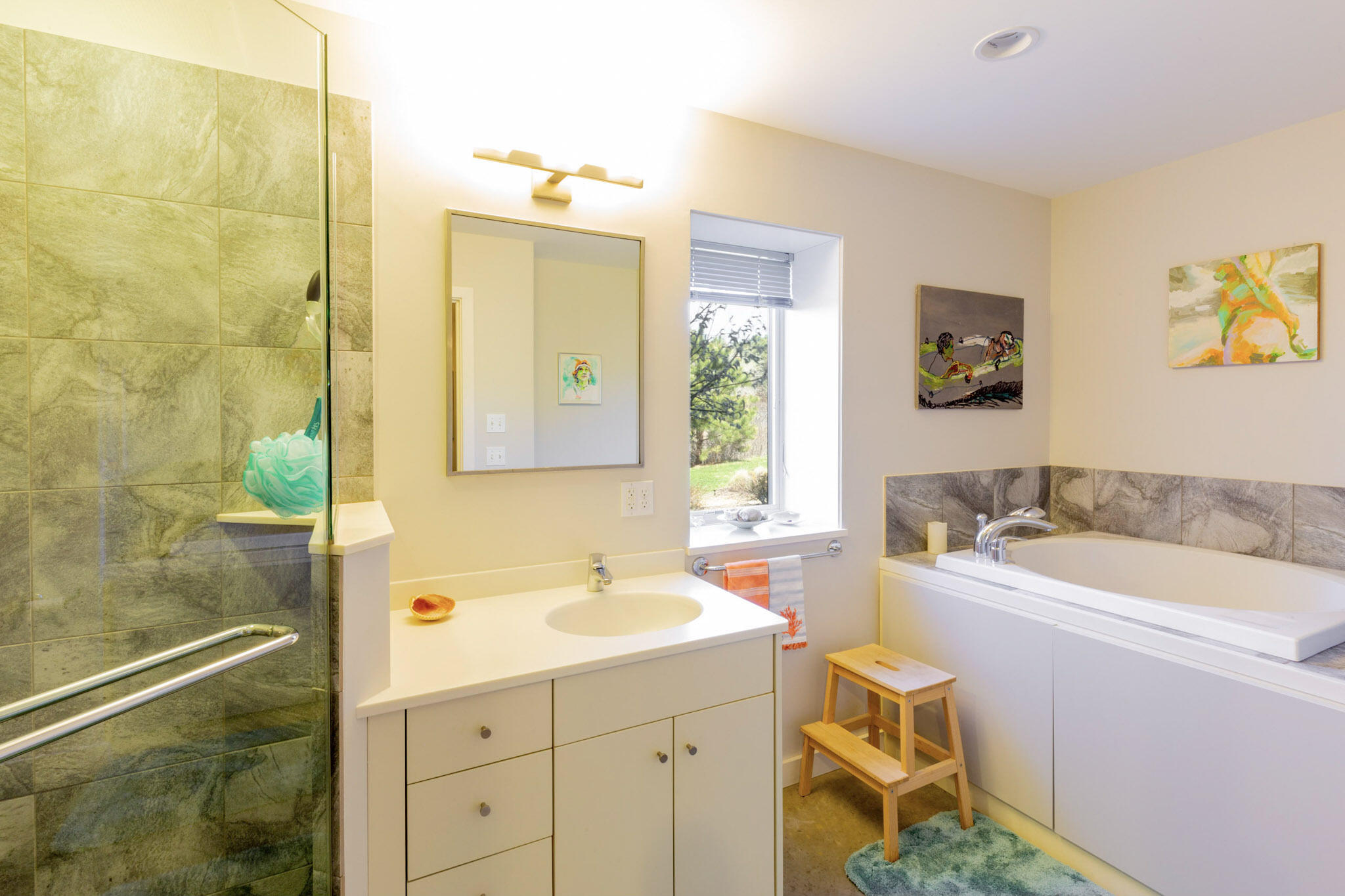 75 Richman Lane Wellfleet, MA 02667 - Photo 39 of 72 a bathroom with a sink double vanity and a tub