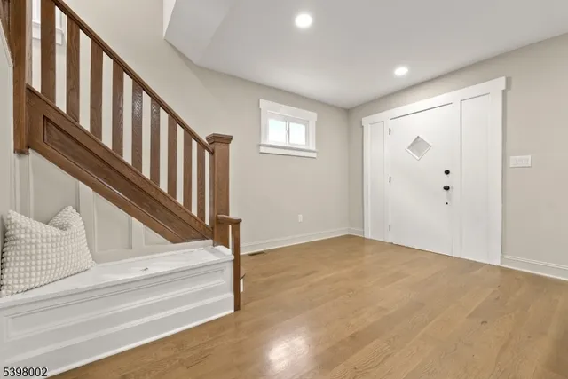a view of staircase with white walls and white walls