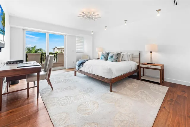 a view of a yard with an ocean view