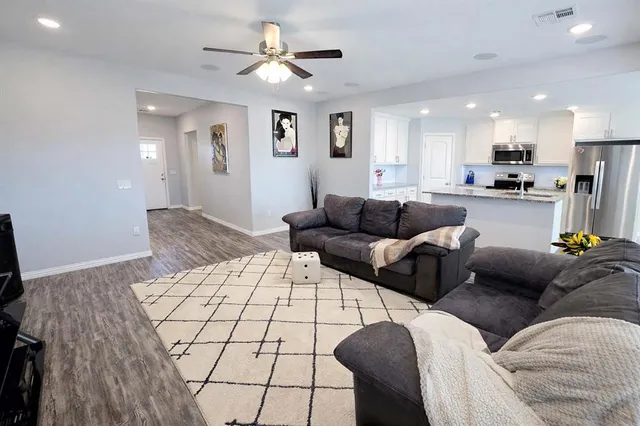 a living room with furniture
