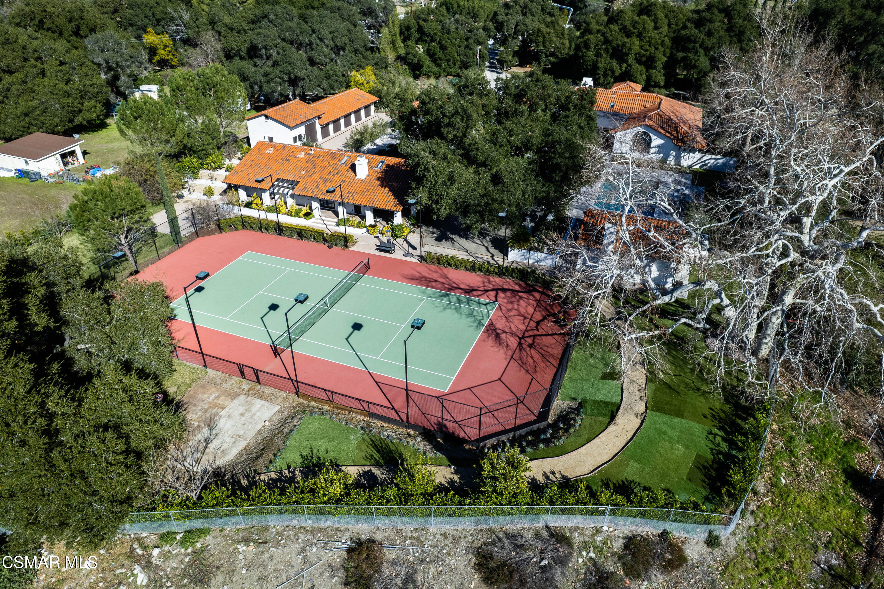 26205 Sand Canyon Road Canyon Country, CA 91387 - Photo 96 of 99 an aerial view of a tennis ground and a yard