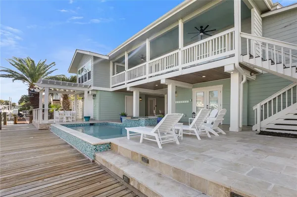 a dining room with furniture