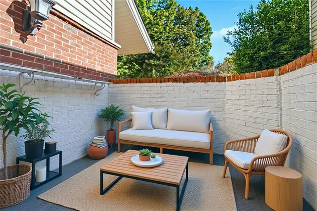 a outdoor living room with furniture