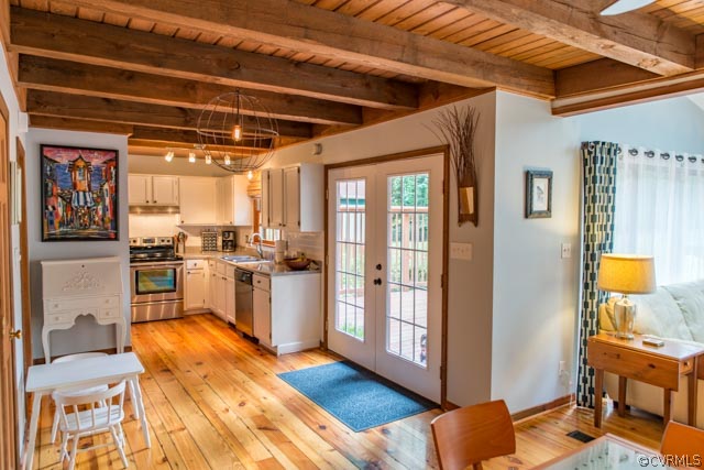8927 Rustic Road Richmond, VA 23235 - Photo 8 of 18 a view of a kitchen with wooden floor and electronic appliances