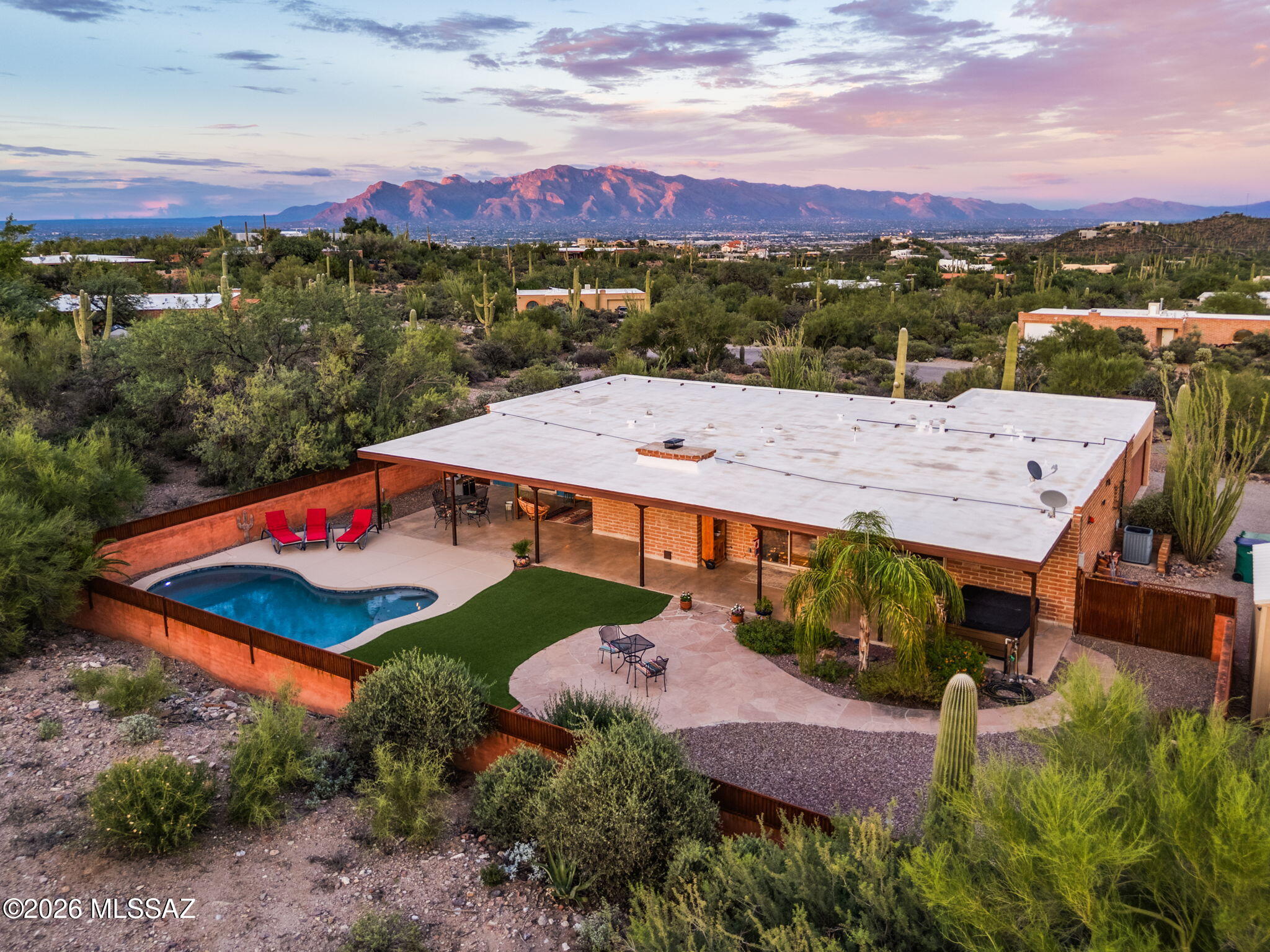 4832 West Trails End Road Tucson, AZ 85745 - Photo 44 of 49 28-web-or-mls-Aerial-Twilight-Trails End