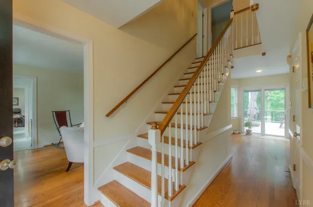 a bedroom with furniture and a bed