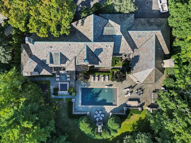 a view of pool with outdoor seating