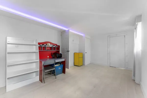 a view of a room with utility room and racks