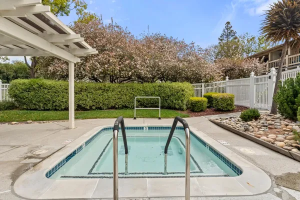 an outdoor space with garden view