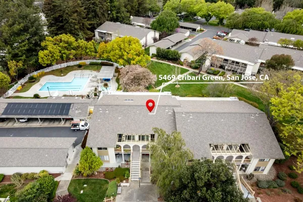 an aerial view of a house