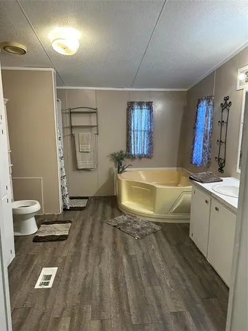 a bathroom with a sink a toilet and a bathtub