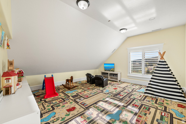 1205 North Elk Rdg Lane, Unit 202 Alpine, UT 84004 - Photo 63 of 88 Attic room featuring a sloped ceiling, light yellow walls, and recessed lighting