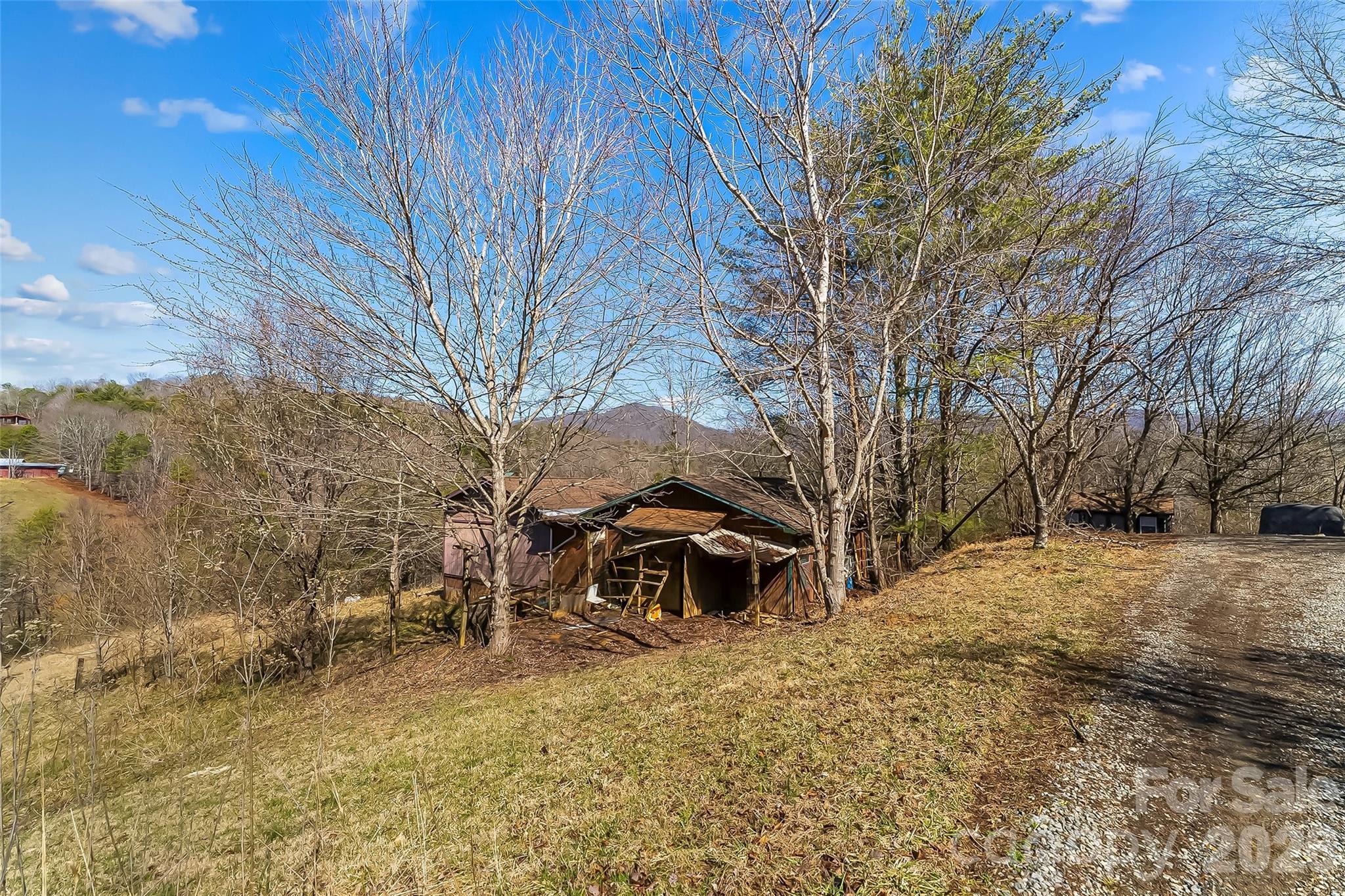 350 Sandy Bottom Road Marshall, NC 28753 - Photo 34 of 40 a backyard of a house with large trees