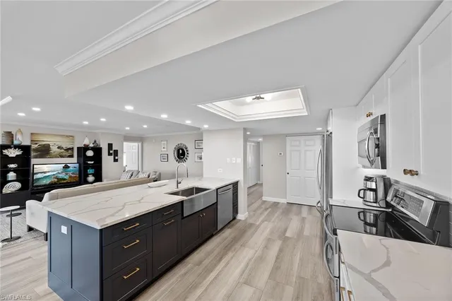 a large kitchen with a lot of counter space