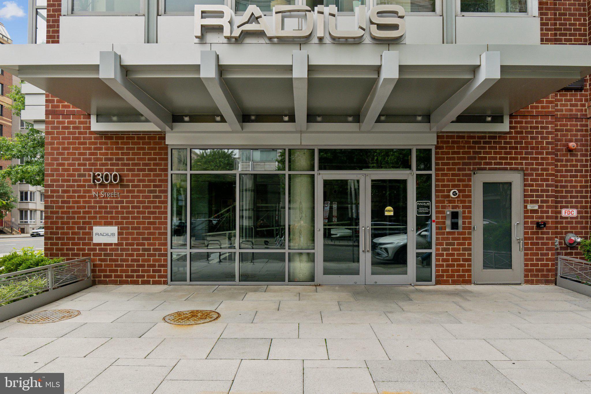 a view of a entryway of the building